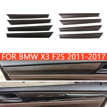 4 adet Araba İç dekorasyon İçin BMW X3 F25 2011-2017 Karbon Fiber Kiti Kapı Paneli Seti Kapak Trim Araba Aksesuarları