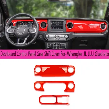 3 Adet Merkezi Konsol Dashboard Kontrol Paneli Vites Kapağı Trim-Jeep Wrangler JL JLU Gladyatör Kırmızı