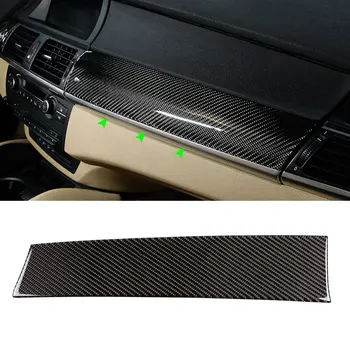 BMW için X5 E70 X6 E71 2008-2014 Gerçek Karbon Fiber Araba İç Merkezi Konsol Dashboard Co-pilot Paneli Trim etiket Şeritleri
