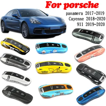 Porsche Cayenne panamera 911 için 2017-2023 ABS Araba Anahtarı koruyucu kabuk Karikatür Akıllı Uzaktan anahtar Kapak Araba Aksesuarları