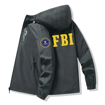 Moda FBI Parint Fermuar Ceket Erkekler İlkbahar Sonbahar Uzun Kollu Casual Rüzgarlık Ceket Erkek Büyük Boy Harajuku Streetwear 5XL