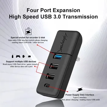 Model3 Torpido Gözü USB Hub Bağlantı Noktaları Tesla Modeli 3 Y 2023 Yeni Splitter Yerleştirme İstasyonu 4 İn 1 Oyun Co-pilot USB Splitter Otomobil Parçaları