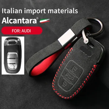 Alcantara Süet Kontrol Koruyucu Kabuk Araba Uzaktan anahtar çantası Aksesuarları 09-15 Audi A1 A3 A4 A5 A6 A7 A8 Q7 Q5 Q3 Aksesuarları