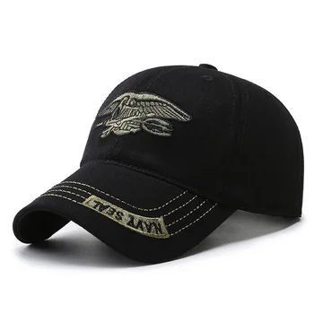 Unisex pamuklu beyzbol şapkası Kamuflaj Açık Kap Ayarlanabilir Düşük Profilli Siyah Şapka işlenmiş şapka Rahat Kap balıkçılık şapkası