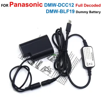 DMW-DCC12 DMW-BLF19 Tam Decoded Adaptörü Kukla Pil+USB Tip-C Güç Kablosu Panasonic DMC-GH5s DMC-GH5 DMC-GH4 GH3 DMC-GH9