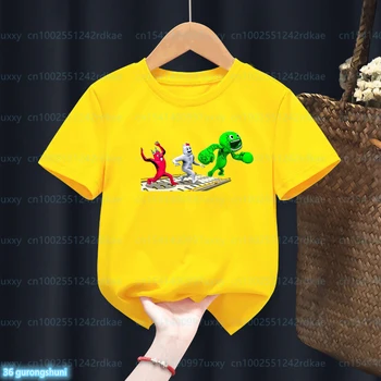 Terör Oyunu Tshirt Garten Of Banban T Shirt Karikatür Baskı Erkek Kız Tshirt Hediye Çocuklar İçin Giysi Kısa Kollu t-shirt Tees Tops
