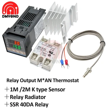 Röle Rex C100 Ssr PID sıcaklık Sıcaklık Kontrol Cihazı Dijital Termostat Pıd Regülatörü Rex C100 + 40A SSR Röle + K Termokupl Probu