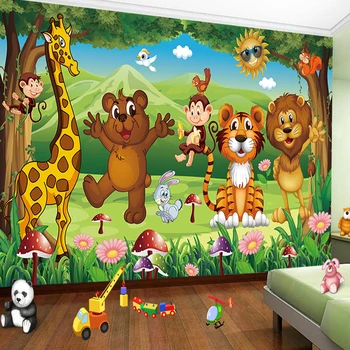 Özel HD Hayvan Karikatür çocuk Odası Fotoğraf Duvar Resimleri Duvar Kağıdı Oturma Odası Çocuk Yatak Odası Çevre Dostu Duvar Kağıdı 3 D