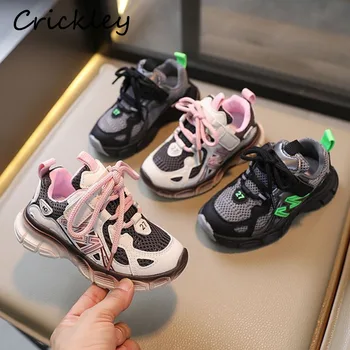 2023 Örgü Erkek Kız Sneakers Nefes Kanca Döngü Patchwork Çocuk spor ayakkabılar Anti Kayma Yüksek Kaliteli Çocuk koşu ayakkabıları