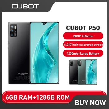 Cubot P50 Smartphone Android 11 20MP Selfie Kamera 4200mAh 6GB RAM + 128GB ROM 6.217 inç Cep Telefonu MT6762 Octa Çekirdek Cep Telefonları