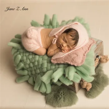 Jane Z Ann Yenidoğan bebek fotoğraf battaniye kaba yün dokuma Kare dekoratif halı stüdyo çekim sepeti dolgu