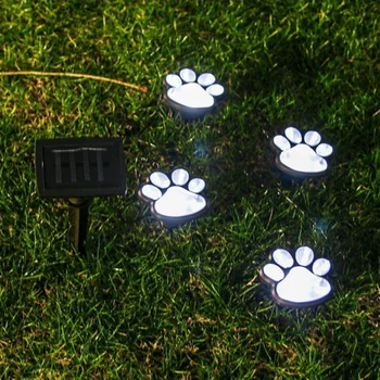 4 LED güneş kedi hayvan pençe baskı ışıkları bahçe açık havada fener LED Yol Lambası yolu Dekoratif Aydınlatma ayak izleri lambası