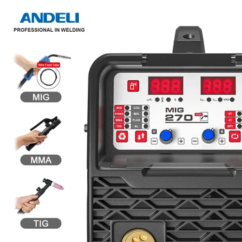 ANDELI 110/220V Yarı otomatik Kaynak Makinesi MIG-270 MIG / Kaldırma TIG / MMA Akı Kaynak 3 in 1 MIG Kaynakçı Gaz Gazsız MIG Kaynak