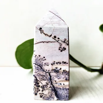 Doğal Taş Manzara Boyama Resim Kristal Kule Değnek Noktası Manevi Reiki Şifa Feng Shui Süsler Odası Dekor