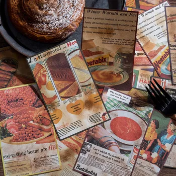 60 adet Vintage Brozning Gıda Tatlılar Malzeme Kağıt Önemsiz Günlüğü Scrapbooking Kağıt Kartları Arka Plan dekorasyon kağıdı Kırtasiye