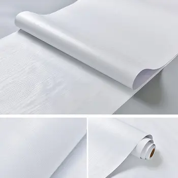 Ahşap Beyaz Duvar Kağıdı Kendinden PVC yapıştırıcısı Su Geçirmez Dekoratif Film Mutfak Dolabı Yatak Odası Dolap Mobilya Yenileme Çıkartmalar