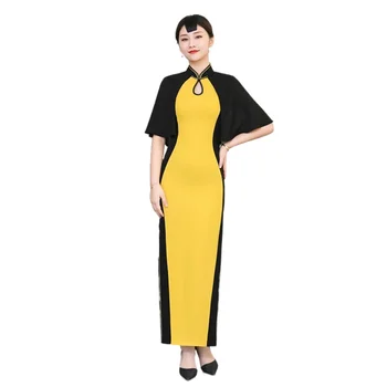 Zarif Çin Elbiseler Vietnam Giyim Qipao Yüksek Yarık Toplamak Bel Seksi Oryantal Elbise Uzun Cheongsam Ao Dai Elbise V1993