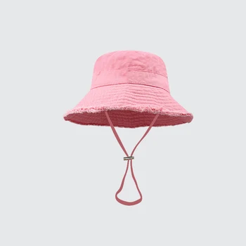 1 Adet Yüksek Kalite Pamuk Balıkçı Şapka Panama Kap Erkekler Kadınlar için Moda Katı Katlanır Kova Şapka Unisex Güneş Koruyucu plaj şapkası