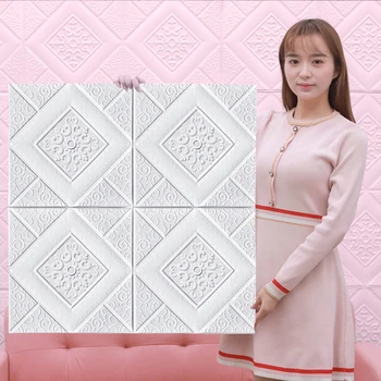 10 Adet 70cm x 70cm 3D Duvar Sticker Taklit Tuğla Yatak Odası Ev Dekor Su Geçirmez Kendinden yapışkanlı DIY Duvar Kağıdı Oturma Odası için