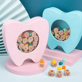 Ahşap Güzel Çocuk Hatıra Diş Şekli Diş Saklama Kutusu Bebek Hediyelik Eşya Hediye Bebek Diş Kutusu Süt Diş Konteyner