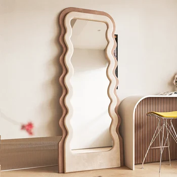 Iskandinav duvar aynaları Yatak Odası Tam Vücut Estetik Ayakta Dalgalı Aynalar Soyunma Infinity Büyük Spiegel seramik karo ZY35XP