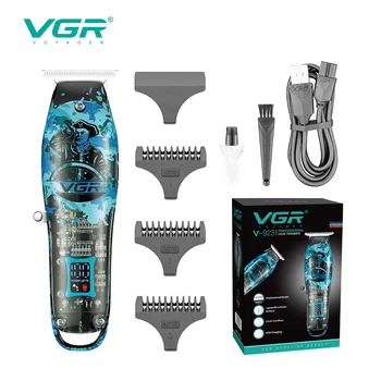 VGR Saç Kesme Profesyonel Saç Düzeltici Akülü Saç Kesimi Makinesi Şeffaf LED Ekran Sıfır Kesme Makinesi Erkekler için V-923