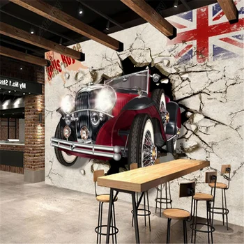 Araba Kırma duvar resmi 3D Kişiselleştirilmiş Duvar Kağıtları Endüstriyel Dekorasyon TV Restoran Arka Plan duvar kağıdı papel de parede