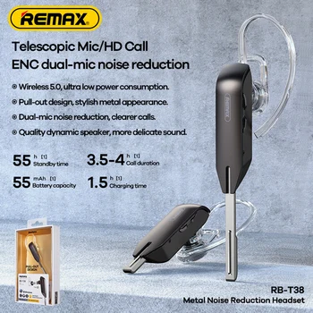 Remax RB-T38 Çağrı Gürültü Azaltma Ayarlanabilir Kulak Kancası İş Kablosuz Kulaklık Oem Bluetooth Kulaklık