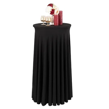 Kokteyl masası etek siyah beyaz renk elastik yuvarlak masa örtüsü otel düğün Açık ziyafet parti spandex masa örtüsü 30 inç