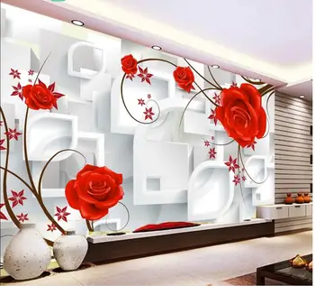Özel fotoğraf 3d duvar kağıdı Rüya kırmızı çiçek 3D TV arka plan duvar ev dekor oturma odası 3d duvar resimleri duvar kağıdı duvar 3 d