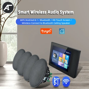Akıllı 7 inç Duvar Amplifikatör WiFi TUYA Alexa Android 8.1 Amp Ev Sineması Ses Sistemi ile Bluetooth Stereo Tavan Hoparlör Kiti