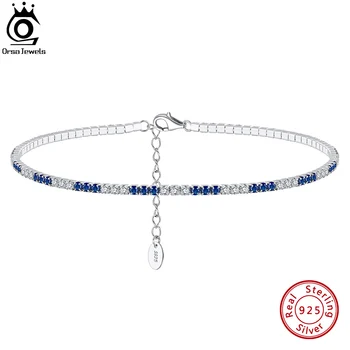 ORSA JEWELS 925 Ayar Gümüş Tenis Zirkonya Halhal Kadın Yaz Ayak Zinciri Moda Bileği Kız doğum günü hediyesi SA19