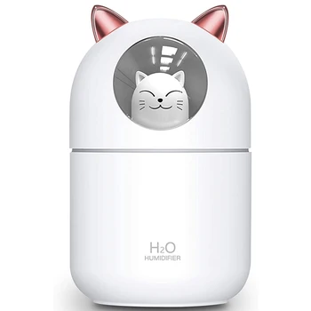 Sevimli Kedi serin buharlı nem aygıtı Ev için, Kedi Gece Lambası Uçucu Saf Hava Bebek Odası için, Kolay Temiz Sessiz Çalışma Beyaz