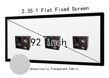 HD 92 inç Diyagonal Ses Şeffaf Ekran, 2.35: 1 Sabit Çerçeve Düz Duvara Monte Projektör Ekranları