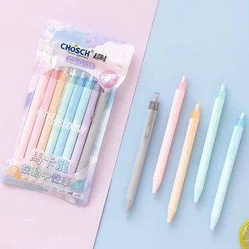 8 adet Macaron Renk Kalem Seti Hafif Renk 0.5 mm Tükenmez Makaralı Tükenmez Kalemler Marker Liner Ofis Okul Malzemeleri Tatlı Kız Hediye F567