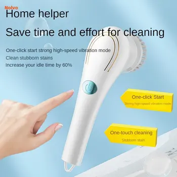 Çok fonksiyonlu Ipx7 Su Geçirmez Elektrikli Temizleme Fırçası 5 Fırça Kafaları İle Banyo Fırçaları Süngerleri Yıkayıcılar Mutfak Temizleme Fırçası
