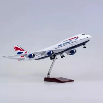47cm Uçak Model Oyuncaklar B747 British Airways Uçak Modeli ile ışık ve tekerlek 1/150 Ölçekli Diecast reçine Alaşım Uçak