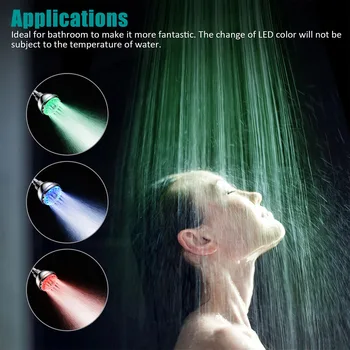 LED Duş Başlığı Otomatik 7 renk değiştiren LED ışık El Duş Başlıkları Su Powered Yağış Banyo Duş Başlığı Sızdırmaz