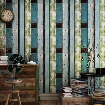 Iskandinav Ahşap Tahta 3D Ahşap Duvar Kağıtları Ev Dekor Vintage Jean Mavi Çatı Papel Duvar Resimleri için Oturma Odası Dükkanı Duvarlar vinilo madera