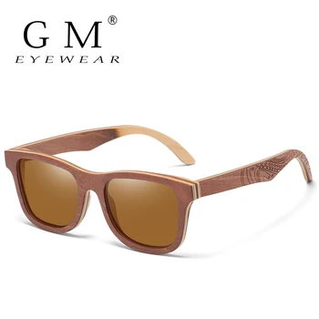 GM Polarize Kaykay Ahşap Güneş Gözlüğü Erkekler UV400 Tasarımcı güneş gözlüğü Gözlük Gafas De Sol De Los Hombres Polarizados S4832