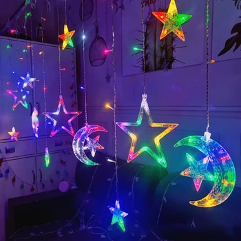 LED noel ışıkları Garland peri ışık zinciri yıldız lambası açık perde dekor için parti tatil düğün yeni yıl dekorasyon