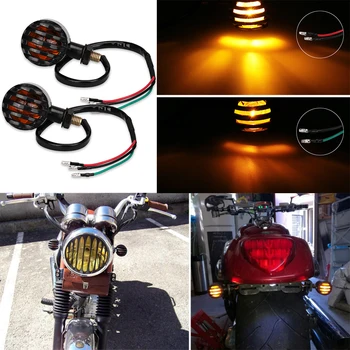 Gösterge ışıkları Motosiklet Dönüş Sinyali Retro Sinyal Lambası İçin Harley Honda Kawasaki Cruiser Cafe Racer Accesorios Kuyruk Lambası