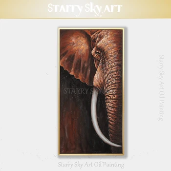 Büyük Tuval Boyama El-boyalı Yüksek Kaliteli Afrika Hayvan Fil Resimleri Dekor El Yapımı Afrika Fil Yağlıboya
