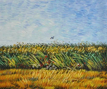 El yapımı Vincent Van Gogh Duvar Sanatı Kenar bir Buğday Tarlası Haşhaş ve bir Lark Manzara Yağlıboya Üreme Tuval üzerine