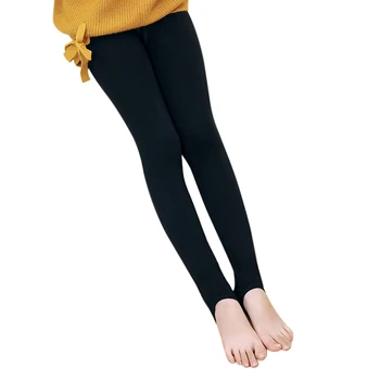 Çocuk Kış Polar Kalınlaşmış Dans Çorap Dans Çorap Sıcak Tek Parça Pantolon, Siyah Üzengi-XL