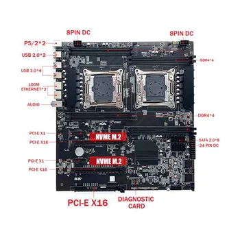 X99 Çift Soketli Anakart LGA2011 - 3 Çift CPU Desteği RECC DDR4 Bellek Anakart + 2XDDR4 4G 2666Mhz RAM + Termal Gres