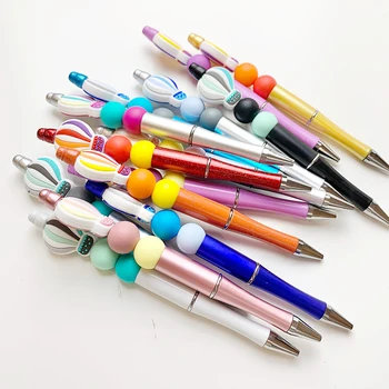 10 Adet Boncuklu Kalemler Boncuk Tükenmez Kalemler Gökkuşağı Balon Silikon Boncuk Kalem Okul Ofis Malzemeleri Kalemler Yazma Çocuklar Hediye