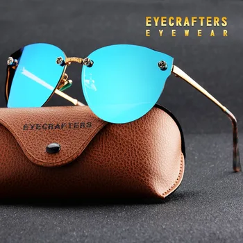 Eyecrafters Lüks Polarize Güneş Gözlüğü Bayan Moda Seksi Kedi Gözü Ayna Yansıtıcı Güneş Gözlüğü Retro Vintage Kadın Gözlük