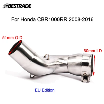 Motosiklet Egzoz Orta Boru Orta Bağlantı Bağlantı Borusu Honda CBR1000RR 2008-2016 Paslanmaz Çelik Kayma 51mm Susturucu