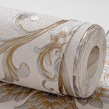 Avrupa Lüks Şam Duvar Kağıdı Rulo 3D Kabartmalı Pvc Kalınlaşmış Kağıt Duvar Dekor çiçekli duvar kağıdı Oturma Odası Yatak Odası için